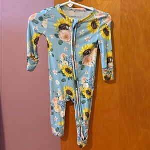 Posh Peanut Bamboo Blue Floral Baby Romper